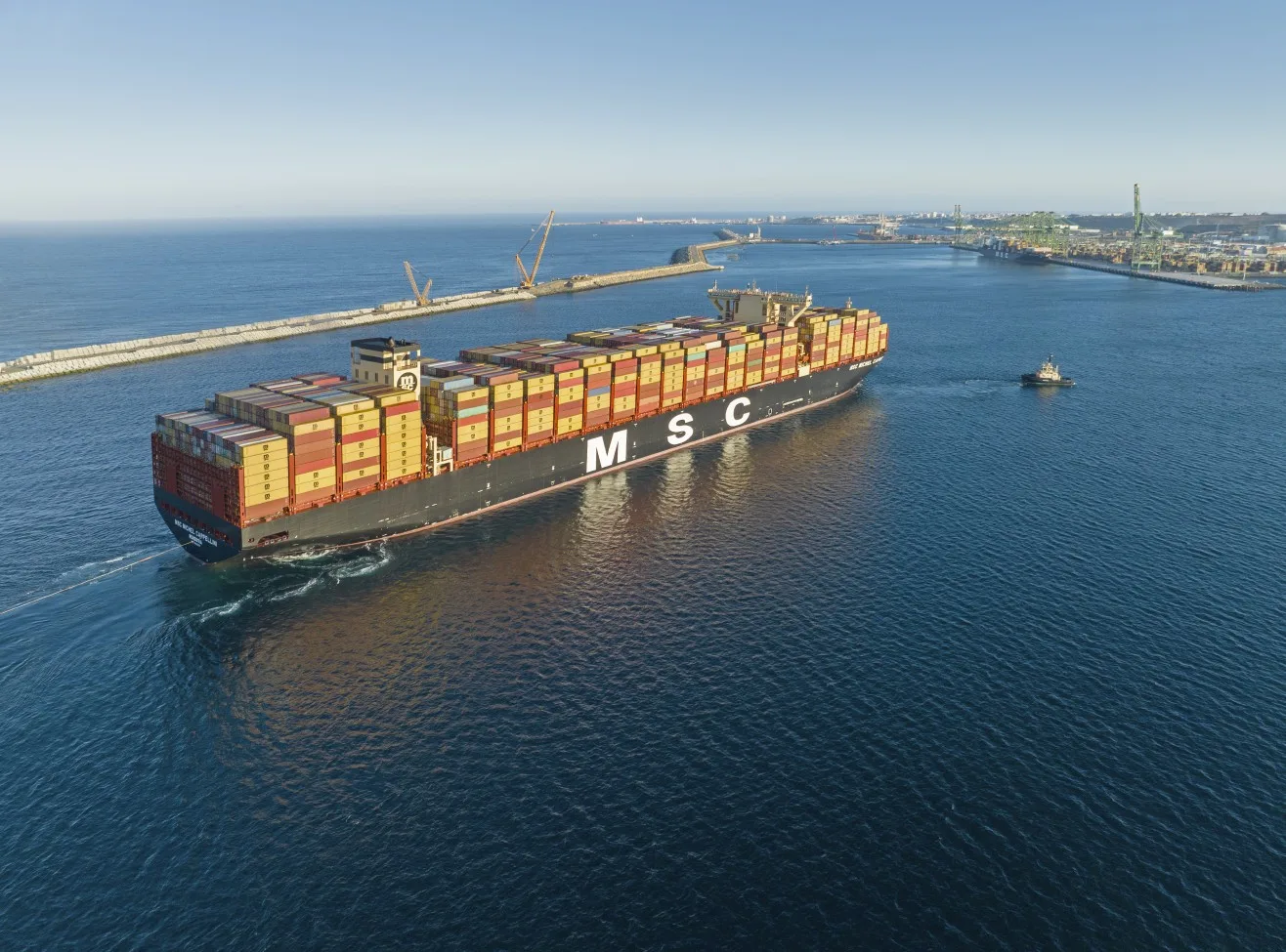 MSC Michel Cappellini approaching the terminal of Sines