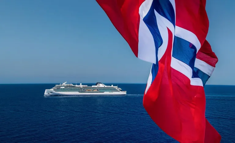 VIKING Octantis Norwegian Flag Foreground Open Ocean